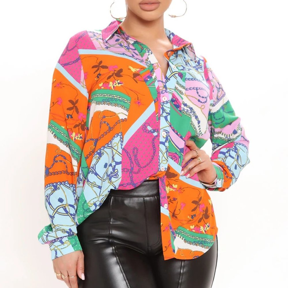 Amara Top - Green/combo  Size: L